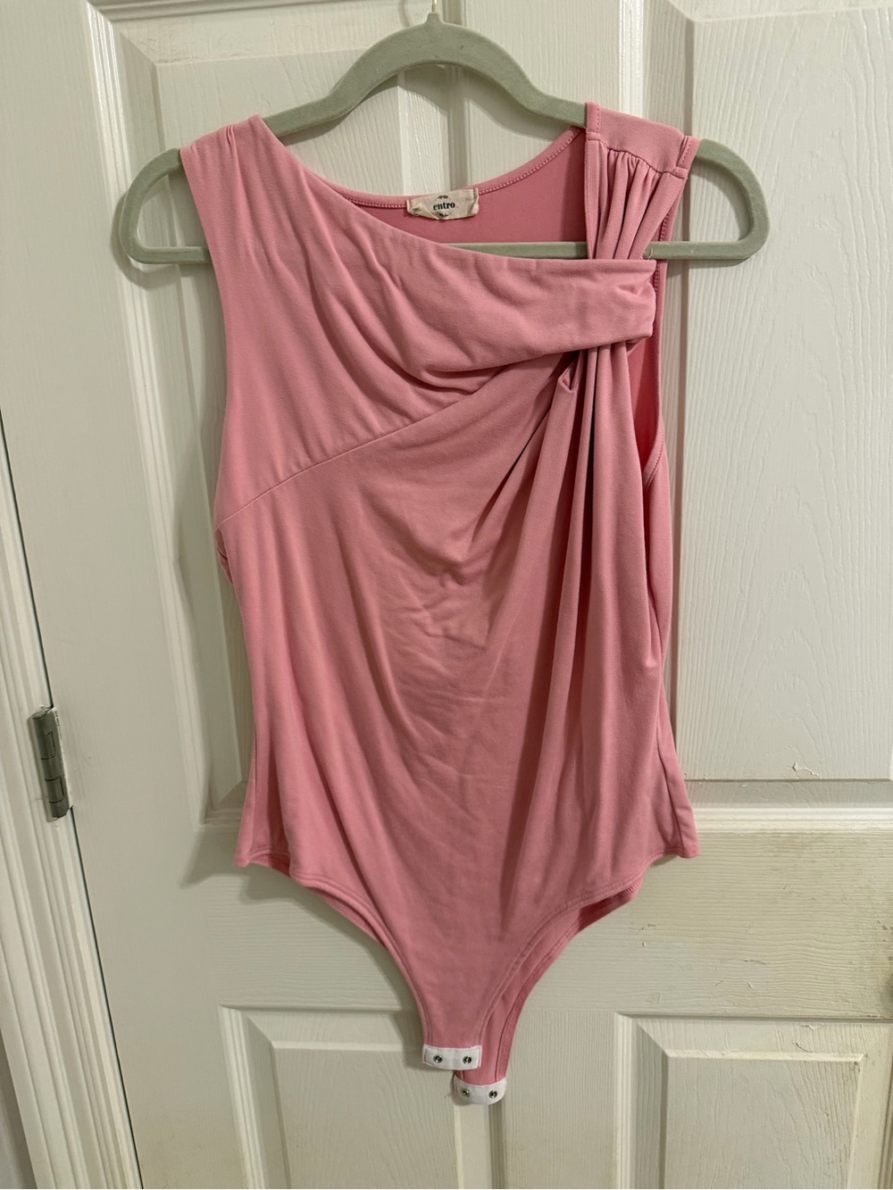 entro Pink Draped One-Shoulder Bodysuit